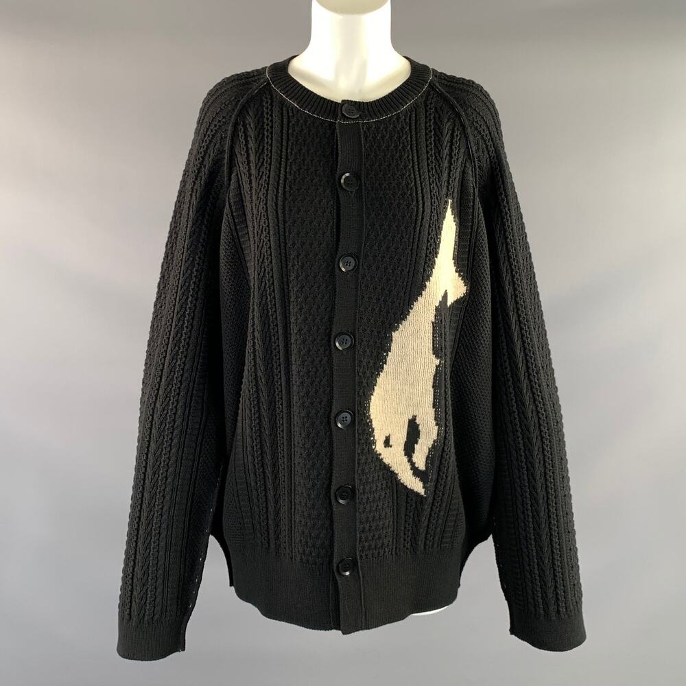 Y's by YOHJI YAMAMOTO Size S Black White Cotton & Polyester Sweater Womens